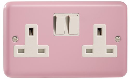 Varilight 2-Gang 13A Double Pole Switched Socket Rose Pink