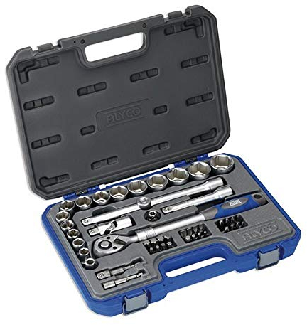 Alyco 190240 Juego de Llaves de Vaso 1/2 en Pulgadas + Puntas + adaptadores 47 Piezas en maletin