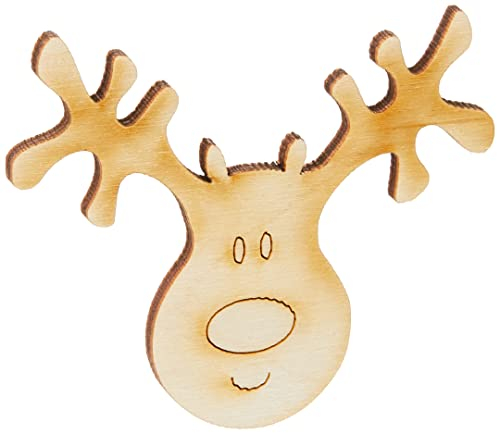 Derwent Laser Crafts Pack of 10 Wooden Reindeer Heads Christmas Craft Shape Decorations