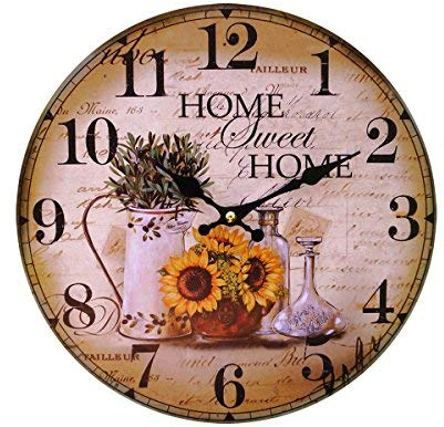 Lilienburg Wanduhr ohne tickgeräuche Vintage Küchenuhr lautlos Uhr grün braun gelb Home