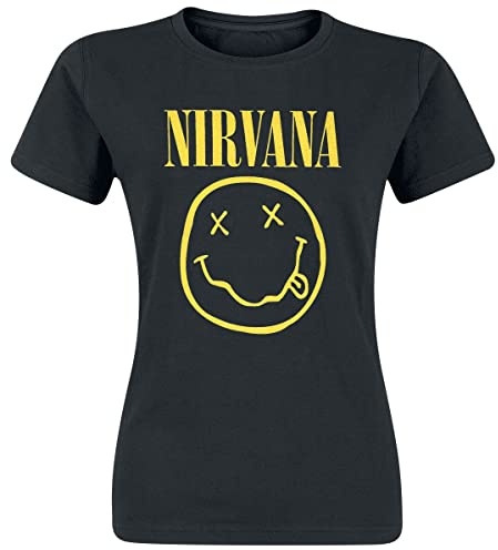 Nirvana Smiley Logo Women T-Shirt Black, Regular