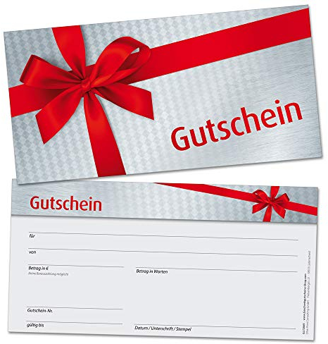 Geschenkgutscheine für Kunden, branchen-neutral verwendbares Design, 50 edle Karten, blanko, selbst beschriften mit Betrag, Name, Firmen-Stempel