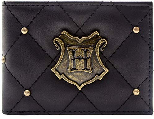 Hogwarts Harry Potter Bronze Metallwappen Genietet Geldbörse/Geldbeutel Bi-Fold ID & Kartenhalter, Schwarz
