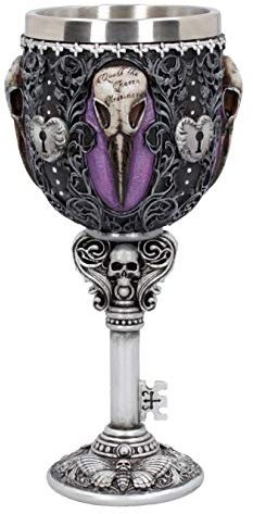 Nemesis Now B4725P9 Edgar's Raven Goblet 18cm, Resin w. Stainless Steel, Purple,silver