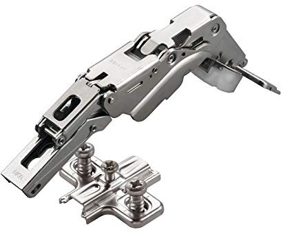 2 x Salice Topfband 155° Serie 200 (Null-Einsprung) mit Dämpfer im Topf Bohrbild T45 Eckanschlag mit Kreuz-Montageplatte Höhe 3 mm mit Euroschrauben, Langlochverstellung Schrankscharnier von SO-TECH®