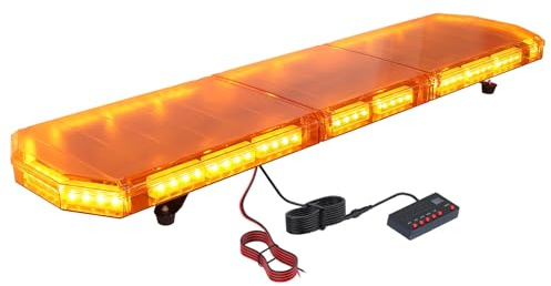 Justech 12/24V Luz Emergencia Coche 88LED 88W Luz de Advertencia Estroboscópica con 21 Modos de Flash LED Ámbar Impermeable IP65 con Interruptor de Control de Pantalla Digital para Remolque Camión