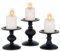 Sziqiqi Vintage Kerzenständer 3er Set Schwarz Metall für Stumpenkerze Retro Matt Kerzenhalter Halter Kerzen Ständer Kerzenleuchter Herzstück Weihnachten Tabelle Ornamente für Kaffee Mantel Kamin Dekor
