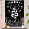 Trippy Witchy Vertikaler Wandteppich, schwarz und weiß, floraler Mond, Schlange, Tarot-Wandteppich, Wandbehang für Schlafzimmer, dunkle ästhetische Naturblume, kleine Wandteppiche, Posterdecke,