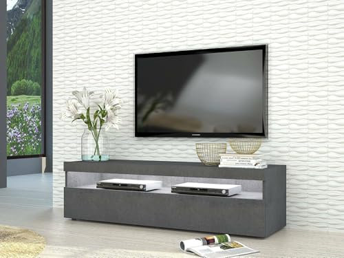 Dmora - Meuble TV Gioele, Buffet bas de salon avec 1 porte, Base pour meuble TV, 100% Made in Italy, 130x45h36 cm, Ardoise