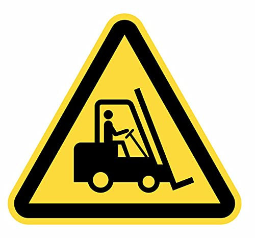Lot de 5 panneaux de signalisation dangereux pour machines de 15 cm - Autocollant triangulaire jaune - 15 cm - Passage des machines