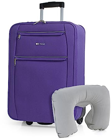 ITACA - Trolley Cabin valigia, 50X40X20 EVA poliestere. Con cuscino cervicale 2 ruote Bagaglio a mano. Semirigido, resistente e leggero. T71950B ·, Colore Viola