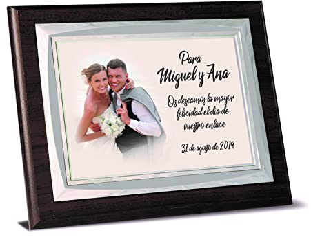 Placa Conmemorativa con Foto a Color y Grabado Personalizado para Regalo, Homenaje, Boda, Aniversario, Jubilación. Biselada