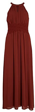 Vila Women's Vimilina Halter Neck Maxi Dress/Su-Noos, Fired Brick, 16