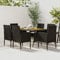 Tidyard 7-TLG. Garten Essgruppe 6 Personen, Sitzgruppe Esstisch mit Holz-Tischplatte & 6 Stühle mit Sitzkissen, Terrassenmöbel Gartenmöbel Set Poly Rattan Schwarz