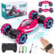 Ltteaoy Opération gestuelle RC pour Enfants, Voiture télécommandée 4WD 2,4 GHz à partir de 6/7/8/9/10/11/12 Ans, Rotation Double Face Hors Route RC Twist Car 360° Flips avec lumière et Musique(Rose)