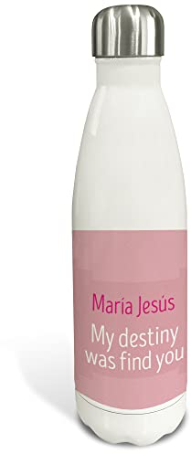 LolaPix Termo Personalizado. Botella Personalizada Nombre/Foto. Botella Agua Acero Inoxidable. Térmica de doble capa. Libre BPA. 500ml y 750ml. Regalo Original. San Valentín. Find you