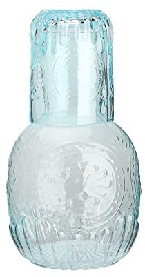 Carafe à Eau de Chevet Vintage avec Tasse en Verre, Carafe de Chevet pour Table de Chevet de Chambre à Coucher, Décanteur de Rince-bouche en Verre épais pour Salle de Bain, Carafe Pichet pour(#1)