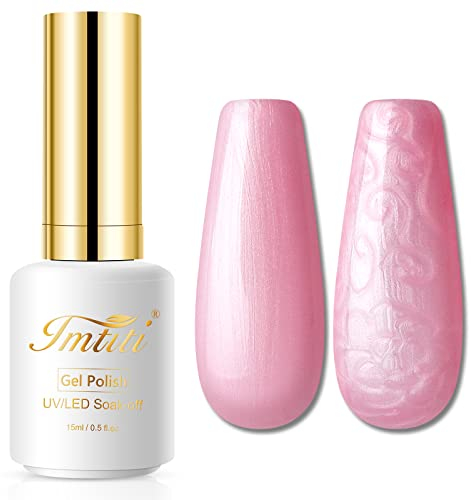 Imtiti Vernis Semi Permanent Rose, 15ml Rose Nacré Perle Vernis Gel UV Semi Permanent UV Led Soak Off Gel Nail Polish French Vernis À Ongles Gels Semi-Permanents DIY Nail Art Kit De Démarrage