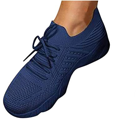 Femmes Baskets Fond Plat Maille Respirant léger Confortable Running Multicolore tissage volant, chaussures de sport décontractées Femme lacets Chaussures Sport Running Mode été et Automne