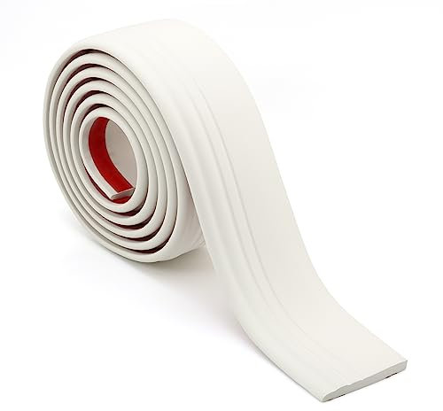 Hardened Peel and Stick Baseboard Trim, Flexible Strip and Caulk for Floor, Chair Rail, Wall Base (5m x 10cm, Beige)