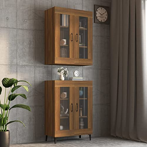 BULANED Hängeschrank, Kitchen Wall Cabinet, Küchenschrank, Wandschrank Küche, Küchenhängeschränke, Braun Eichen-Optik 69,5x34x90 cm