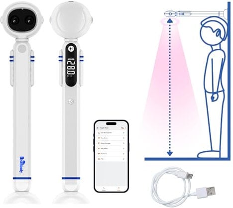 Bisonbody Smart Digital Height Measuring Device for Kids – Wireless Height Tracker with Dual Ultrasonic Measurement Technology – Accurate Smart Height Measurement Scale – Quirky Astronaut Design
