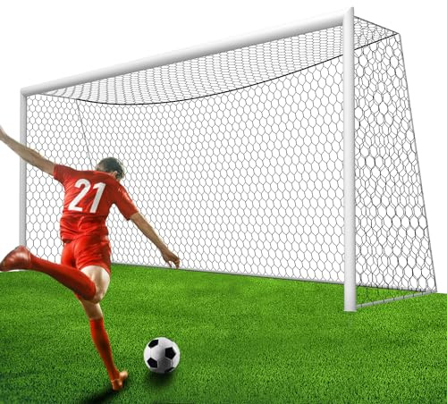 YUXUXU Professional Soccer Goal Net Replacement 24x8FT [8.4lbs, 4mm Nylon], Upgraded Weather Resistance, Enhanced Break Strength, Superior Abrasion Resistance- Classic Black (Net Only)