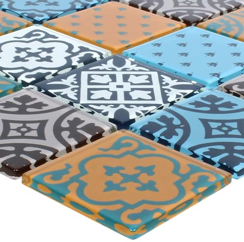 Mosaik Glasmosaik Fliesen Mosaikfliesen Matte Retro Vintage Farben Wand Bunte