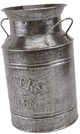 OUNONA Chic Decorative Bucket in European Style Iron Sheet Old Treatment Vase for Home and Office Decor