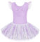 Arshiner Abbigliamento da Balletto per Bambini Tutu Vestito da Balletto Ragazze Fiocco Body da Balletto in Cotone Maniche Corte Vestito da Balletto Body da Ballo con Gonna Viola 120