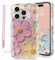 Micoden for iPhone 15 Pro Max Case Oil Retro Floral Print Curly Wave Silicone Case Aesthetic Fashion Flower Girls Women Phone Case with Strap for iPhone 15 Pro Max Purple