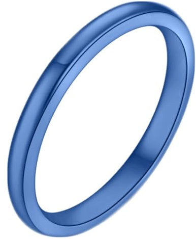 KnSam Trauringe Vintage Edelstahl, 2MM Poliert Dünn Verlobungsringe Mann und Frau, Ring Blau, Gr.67 (21.3)