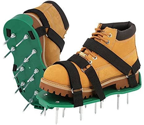 Arieggiatore per Prato Scarpe, Arieggiatore Prato con Cinghie per un'Aerazionce Efficace del Terreno Aeratore Giardino Scarificatore Manuale Taglia Unica con Punte Resistenti per Cortile e Patio