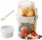 Müslibecher to Go 760ml+230ml, Joghurtbecher to Go mit Löffel & Dressingbehälter, Auslaufsichere Salatbecher, Overnight Oats Behälter, Obstbehälter Frühstücksbehälter für Picknick, Mikrowelle (Grau)