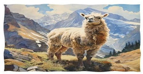 Mnsruu Strandtuch für Damen und Herren, Alpaka-Bergdruck, Strandtuch, extra groß, Strandzubehör für Schwimmen, Pool, Camping, Yoga, Fitnessstudio, Sport