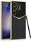Clatoxi Coque en Cuir pour Samsung Galaxy S23 Ultra avec Cadre Galvanisé, Vintage de Luxe en PU Antidérapant Résistant Aux Chocs Coque de Protection pour Samsung Galaxy S23 Ultra 5G (Noir)