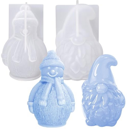 3D Silikonform Weihnachten Kerzenform DIY Schneemann Gießform Fondant Silikon Form Kerzengießform 3D Weihnachten Seifenform für DIY Weihnachtsschmuck Dekoration