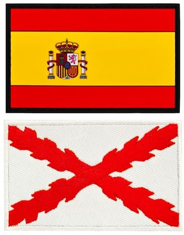 Pack De 2 Parches Bandera, Parches Bandera Borgoña Española, Insignias Bordadas Bandera, Parches Tácticos De Tela, Pegatinas Termoadhesivas Diy, Parches Mágicos Militares