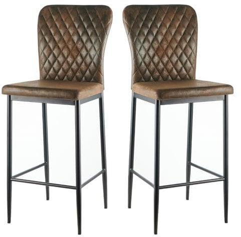JYMTOM Barhocker 2er Set Designer Barstuhl Hocker, Kunstleder Stuhl,mit modischer Hocker mit Metallbeine Tresenhocker Rückenlehne Fußstütze für Bistro Esszimmer und Bar (2, Braun)