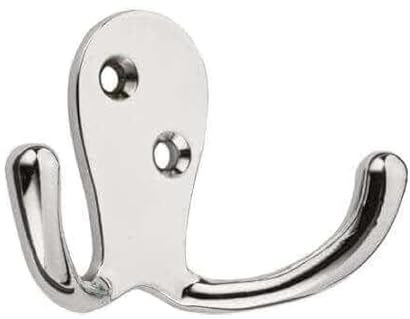 Cyber Online Sales LTD Polished Chrome Two Prong Robe Hook, Wide Design, Door and Wall Mountable, Single, Fixings Included
