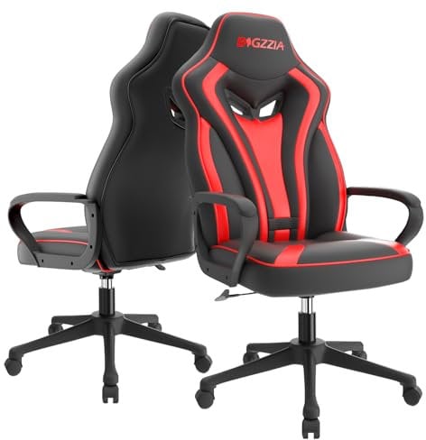 bigzzia Gaming Chair-Ergonomic Gaming Chair, Height Adjustable Computer Game Chair, Big and Tall Gaming Chair for Adults (Red)