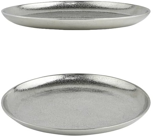 Marrakesch Moderne Deko Serviertablett aus Aluminium 35 cm rund | Kerzentablett Koya als Tischdeko für Küche und Wohnzimmer | Tablett als Ramadan Deko Weihnachtsdeko oder Herbst Dekoration
