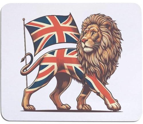 Azeeda 'Lion With Union Jack' Mouse Mat/Desk Pad (MO00035021)