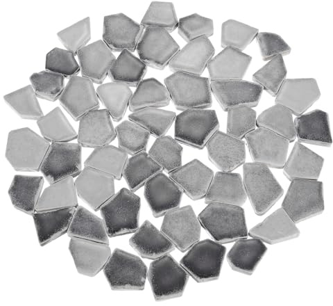 QUARKZMAN 500g/1.1LB Keramik Mosaikfliesen 2,3-4,2 cm Gemischt Grau | Unregelmäßige, Großpackung Bunte Keramik Mosaikstücke Steine Mosaik Kits, Für DIY Kunsthandwerk Projekte Wohnkultur