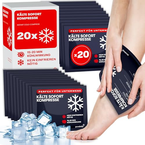 Kühlpads zum Knicken (20 Stück) - Sofort Kältekompresse für Erste Hilfe - Einweg Kühlpack für Verletzungen und Schwellungen - Praktische Einmal Kühlpacks für Sport, Outdoor und Notfälle