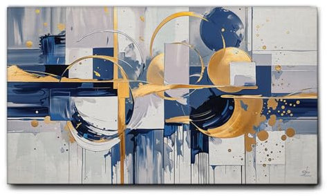 Giallobus - Quadro - 51 - Armonia di cerchi oro - Tela Canvas Telaio Standard - 140x80 - Pronto da appendere - Quadri moderni per la casa