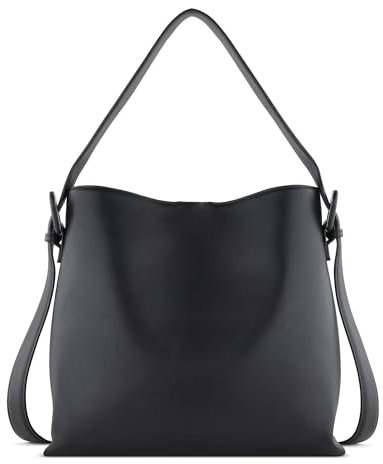 bugatti Luna Bag in Bag Schultertasche aus Kunstleder, Damen-Umhängetasche, schwarz