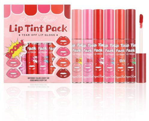 6 Colors Peel Off Lip Stain Set, Natürlicher Tattoo Lip Stain Bleiben Sie Den Ganzen Tag An, Lang Anhaltend Und Wasserfest Makeup Set