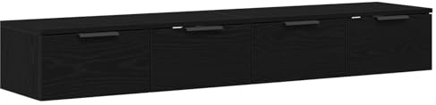 vidaXL Wandregale 2er Set Schwarze Eiche 136 x 30 x 20 cm Holzwerkstoff Für Wohnzimmer, Schlafzimmer, Büro Stauraum Regal Rechteckig Innendekor Platzorganizer