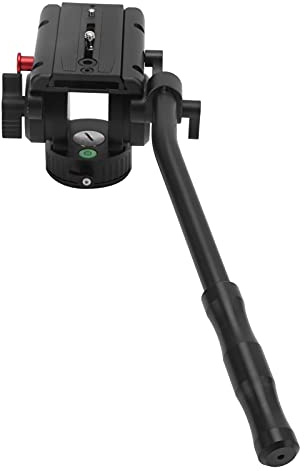 Denash Fluid Drag VH-105 Aluminiumlegier-Pan-Kopf für SLR-Kamera Filmen, mit Griff, Schnellveröffentlichungsplatte, für Stativ/Monopod/Dia Rail/Rocker Arm, Schwarz, Schwarz